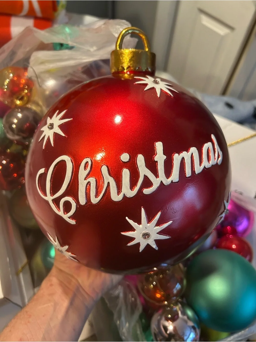 Grandin Road Merry Christmas Oversized Ornament Pair — NEW
